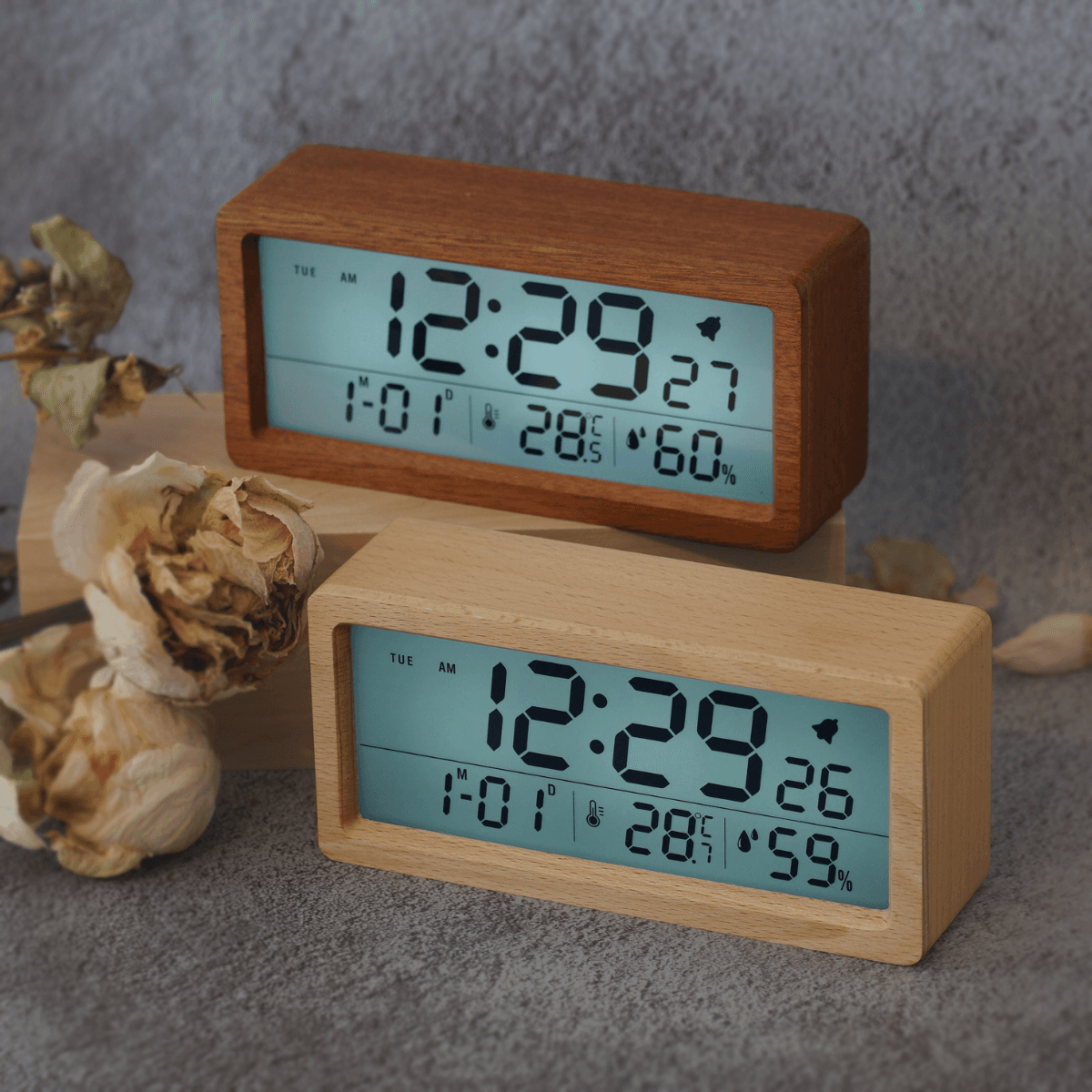 天然木デジタル時計